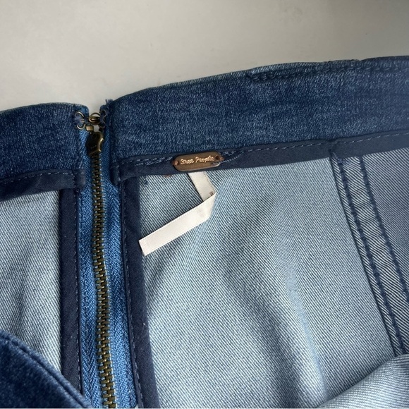 FREE People Modern Femme Color Block Denim Mini Skirt Size 8 - Picture 6 of 9